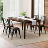 Metal Dining Chairs Set of 4 Stackable Kitchen Side Chairs-Black