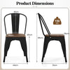Metal Dining Chairs Set of 4 Stackable Kitchen Side Chairs-Black