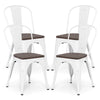 Metal Dining Chairs Set of 4 Stackable Kitchen Side Chairs-White