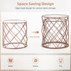 Stackable Metal Frame End Table Set of 2 with Mirrored Top-Rose Gold