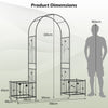 Metal Garden Arbor with Planter Boxes and Ground Stakes for Climbing Plants