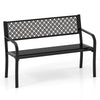 Metal Outdoor Garden Patio Bench with Geometric Lattice Backrest-Black