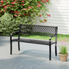 Metal Outdoor Garden Patio Bench with Geometric Lattice Backrest-Black