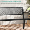 Metal Outdoor Garden Patio Bench with Geometric Lattice Backrest-Black