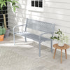 Metal Outdoor Garden Patio Bench with Geometric Lattice Backrest-Grey