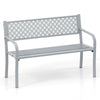 Metal Outdoor Garden Patio Bench with Geometric Lattice Backrest-Grey