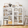 Metal Storage Cabinet with Adjustable Shelves and Lockable Wheels-White