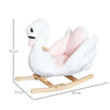 HOMCOM Kids Rocking Horse Plush Ride On Swan Toy w/ Safety Seat for Toddler 18 Months +, White and Pink