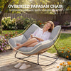Outsunny Indoor Outdoor Rocking Chair, Oversized Rocking Egg Chair with Cushion for Living Room, Garden, Patio, Light Grey