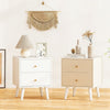 Mid Century Modern Bedside Table with Storage and Raised Support Legs Set of 2-White