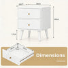 Mid Century Modern Bedside Table with Storage and Raised Support Legs Set of 2-White