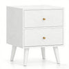 Mid Century Modern Bedside Table with Storage and Raised Support Legs-White