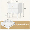 Mid Century Modern Bedside Table with Storage and Raised Support Legs-White