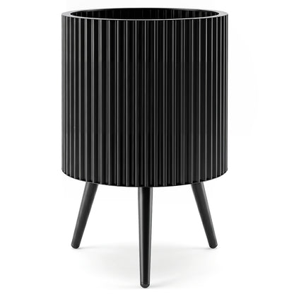 Mid-Century Modern Plant Pot with Built-in Drainage Holes and Stand-S