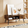 109cm Rectangular Coffee Table with Drawer and Storage Shelf-Rustic Brown