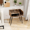 2-Tier Mid Century Modern Nightstand with Open Shelves-Rustic Brown