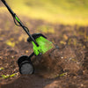 Mini Cultivator with Foldable Handle and Adjustable Wheels-Green