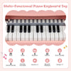 Mini Keyboard Piano for Kids 25 Keys Electric Piano with Music Stand and Microphone-Pink