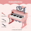 Mini Keyboard Piano for Kids 25 Keys Electric Piano with Music Stand and Microphone-Pink