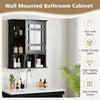 Mirror Door Cabinet with Adjustable Shelf and 3 Compartments-Black