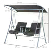 Outsunny Steel Frame 2-Seater  Swing Chair w/ Table Grey