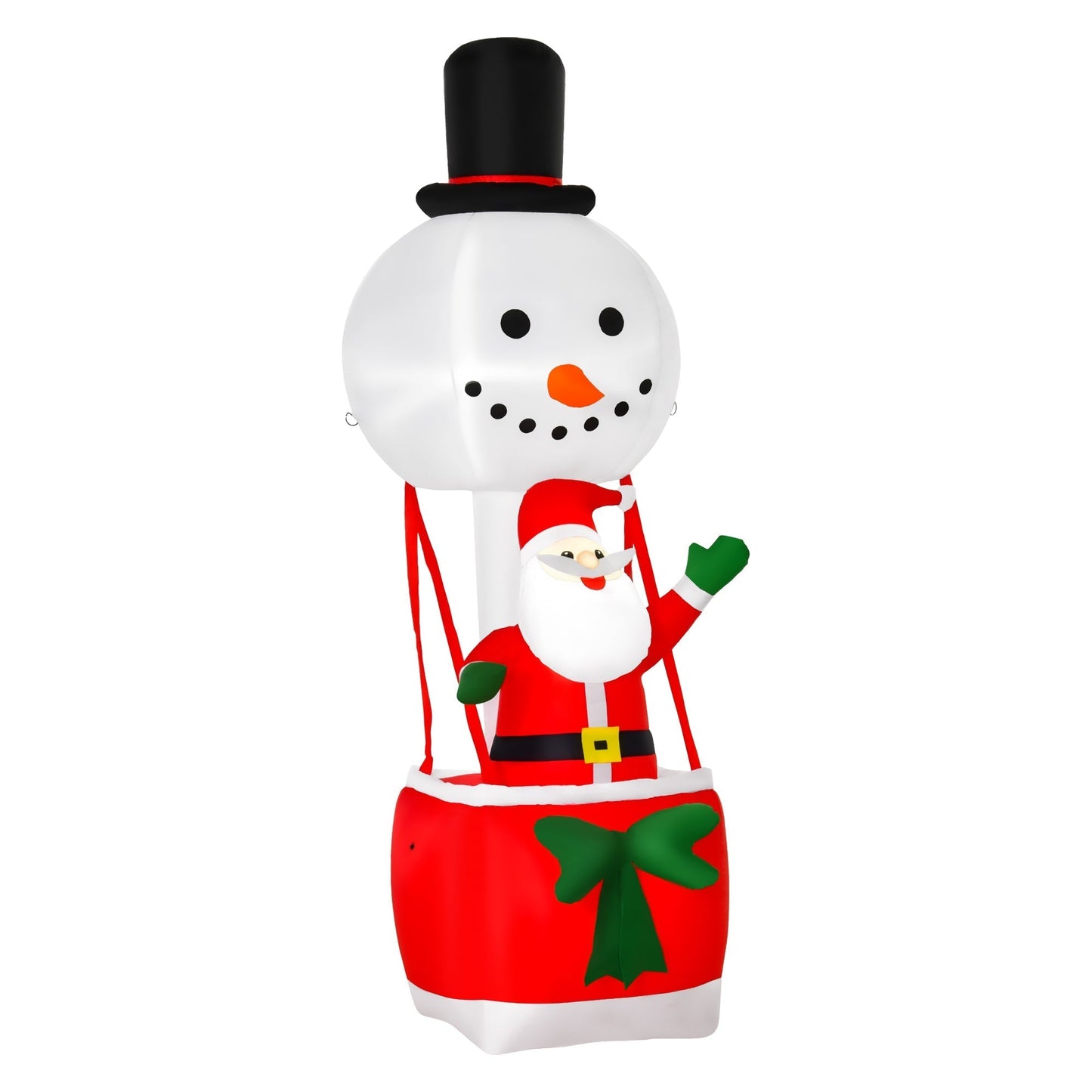 HOMCOM 8ft Christmas Inflatable Decoration with Santa Claus on Snowman Hot Air Balloon, Blow Up Xmas Decor for Outdoor Indoor with LED Lights