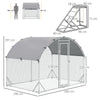 PawHut Walk-In Chicken Run, Metal Chicken Coop with Cover, Outdoor Hen Poultry House Cage with Chicken Activity Shelf, for Chickens, Rabbits, Ducks, 2.8 x 1.9 x 2m