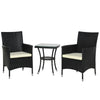 Outsunny 3 Pieces Rattan Bistro Set, Wicker Garden Furniture Set with 2-Tier Coffee Table and Chairs, Cushions, for Outdoor Patio Balcony, Black