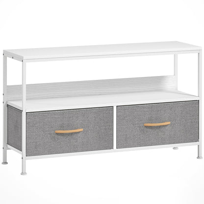 HOMCOM TV Stand Cabinet with 2 Foldable Drawers - White