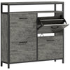 HOMCOM Shoe Storage Cabinet with 4 Flip Drawers and Open Shelf - Cement Grey
