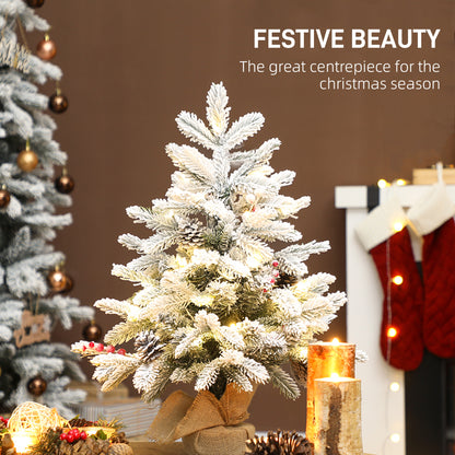 HOMCOM 60 cm Prelit Small Christmas Tree in Green