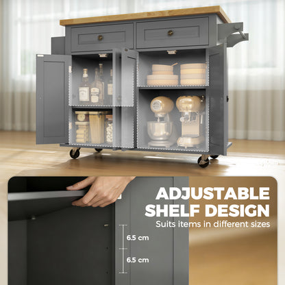 HOMCOM Kitchen Island on Wheels in Grey