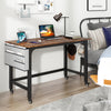 120cm Mobile Computer Desk with Storage Bag and 2 Headphone Hooks-Rustic Brown