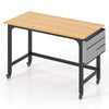 120cm Mobile Computer Desk with Storage Bag and 2 Headphone Hooks-Natural