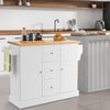 Large Mobile Kitchen Island Cart with Adjustable Shelves-White