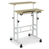 Height Adjustable Workstation with Wheels for Standing or Sitting-Natural