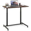 C-Shaped Mobile Standing Desk with Adjustable Height and Lockable Wheels-Brown