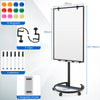 100 cm x 65 cm Height-Adjustable Magnetic Whiteboard on Wheels-Black & White