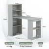 Modern 3-in-1 Wooden Computer Desk with 6-Tier Storage Bookshelves-Grey