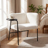 Modern Accent Chair with Tray Table Corduroy Upholstered Armchair-Beige