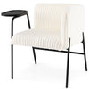 Modern Accent Chair with Tray Table Corduroy Upholstered Armchair-Beige