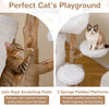 Modern Cat Tree for Indoor Cats 93CM Cat Tower with Real Solid Wood Branches-White