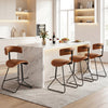 Modern Counter Height Stools Set of 2 63cm Faux Leather Upholstered Armless Barstools-Brown