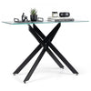 Modern Glass Console Table with Tempered Glass Top and Tubular Legs-Black