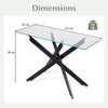 Modern Glass Console Table with Tempered Glass Top and Tubular Legs-Black