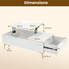 Modern Lift Top Coffee Table with LED Lights High Gloss Accent Table with Hidden Compartment-White