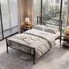 Modern Metal Bed Frame with Floral Headboard and Footboard-Black Single Size