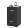 Modern Nightstand End Table with 3 Storage Drawers 2 Anti-tip Kits-Black