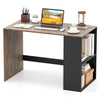 Modern Wooden Office Desk with Storage and 2 Open Shelves-Rustic Brown