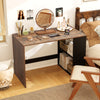 Modern Wooden Office Desk with Storage and 2 Open Shelves-Rustic Brown